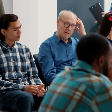 Waiting room area for medical consultation at busy clinic