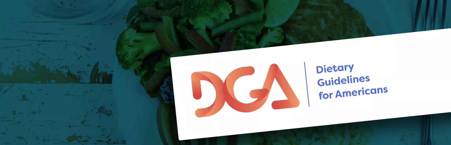 a plate of food with the DGA logo