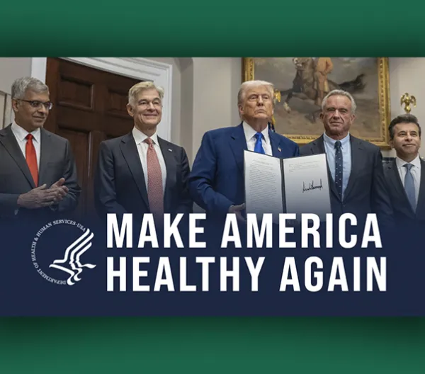 L-R: Martin Makary, Mehmet Oz, Donald Trump, Robert F. Kennedy, Jr., Jay Bhattacharya