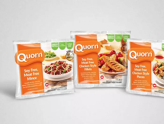 Three packages of Quorn meat substitute