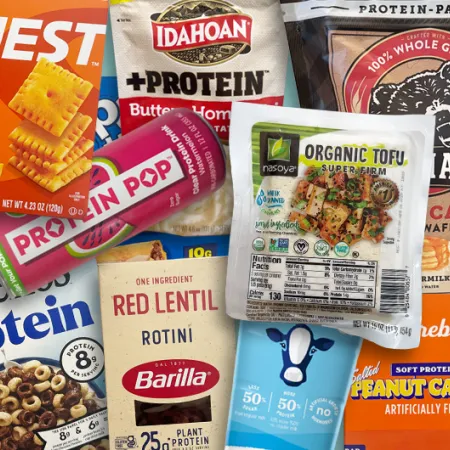 collage of protein foods listed in article